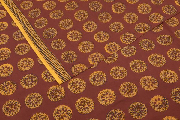 Pre-cut 1.30m Madder Red Handblock Bagh HandBlock Printed Cotton Fabric