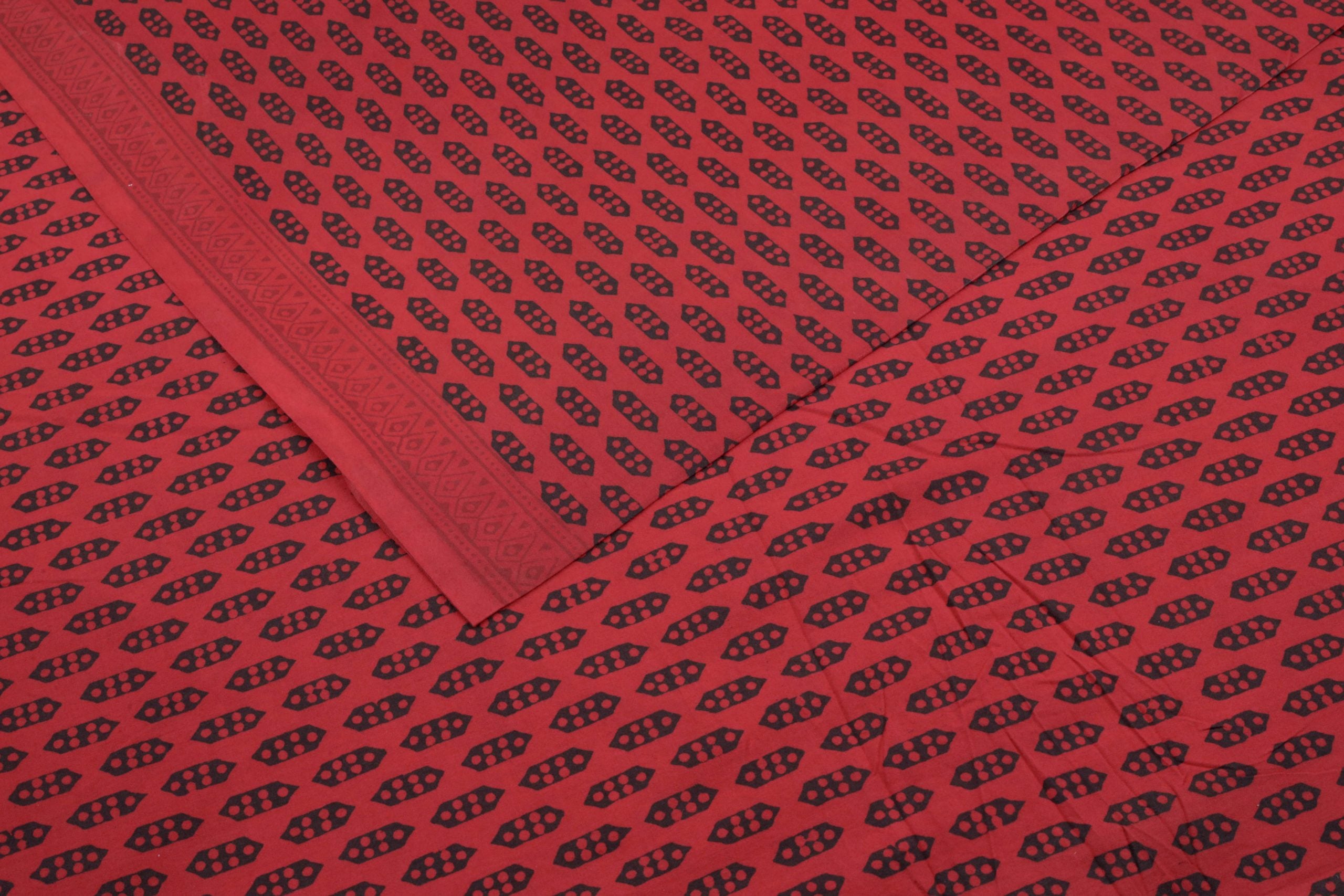 32574 (1) Ruby Red Handblock Bagh HandBlock Printed Cotton Fabric - Image 1