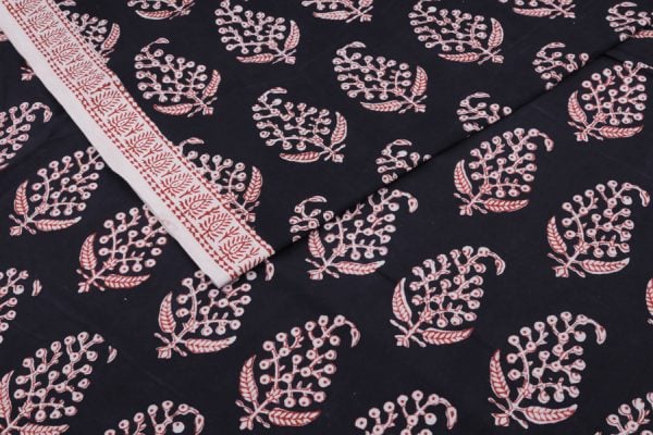 Black Handblock Bagh HandBlock Printed Cotton Fabric
