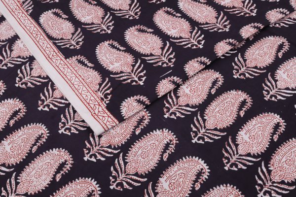 Natural Black  Handblock Bagh HandBlock Printed Cotton Fabric