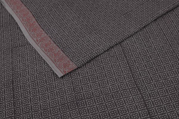 Pre-Cut 1.30m Dust Grey Handblock Bagh HandBlock Printed Cotton Fabric