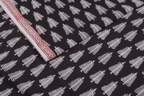 Natural Black  Handblock Bagh HandBlock Printed Cotton Fabric