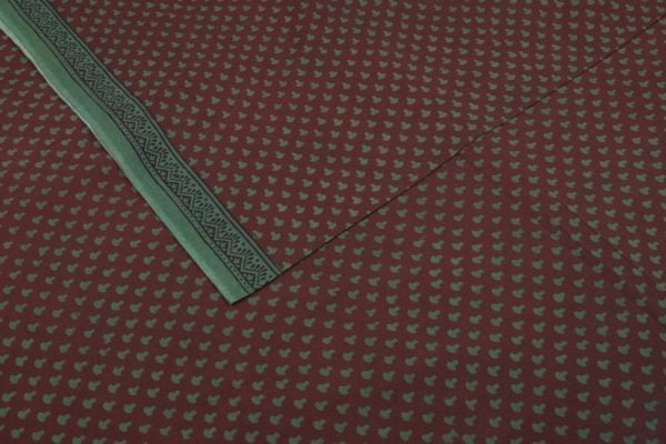 Pre-Cut 0.95m Dark Wine Red Handblock Bagh HandBlock Printed Cotton Fabric