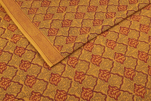Mustard Yellow Handblock Bagh HandBlock Printed Cotton Fabric