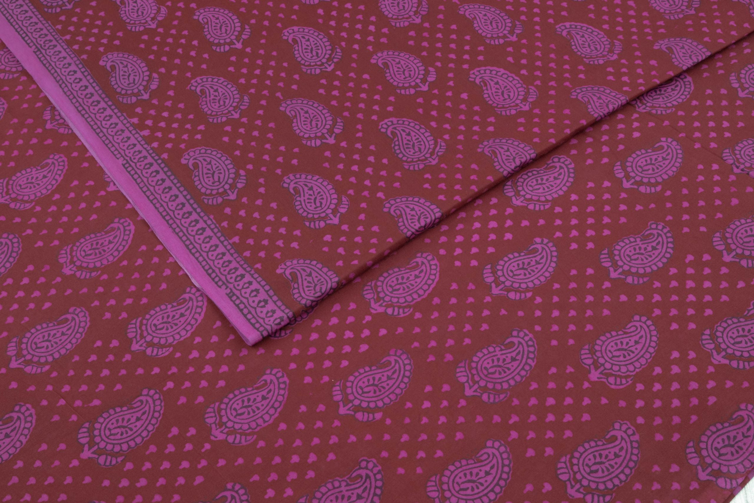 32603 (1) Rouge Pink Handblock Bagh HandBlock Printed Cotton Fabric - Image 1