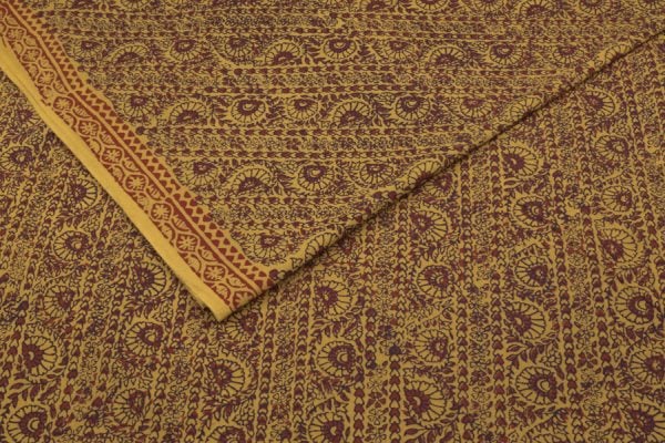 Mustard Yellow Handblock Bagh HandBlock Printed Cotton Fabric
