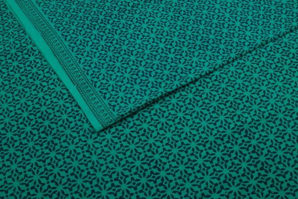 Emerald Green Handblock Bagh HandBlock Printed Cotton Fabric