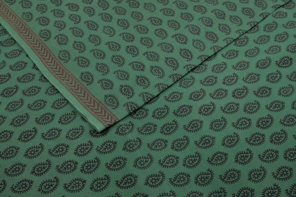 Pre-Cut 1.50m Jungle Teal Green Handblock Bagh HandBlock Printed Cotton Fabric