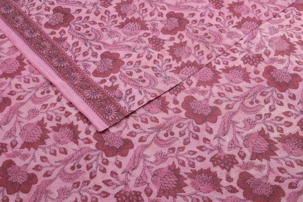 Pre-Cut 1.50m Blush Pink Bagru Handblock Printed Cotton Fabric