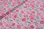 Pastel Petal Pink Floral Handblock Printed 100% Pure Soft Cotton Fabric