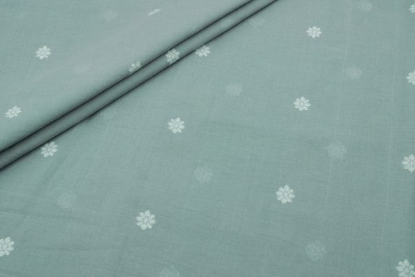 Ash Gray Woven Design Flowy HandLoom Pure Soft Cotton Fabric