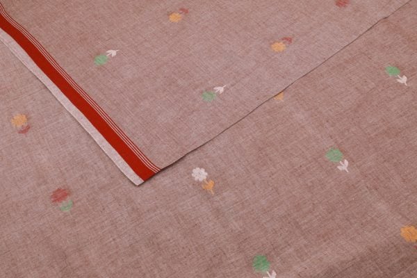 Pre-Cut 0.75m Terracotta Brown Woven Design Flowy HandLoom Pure Soft Cotton Fabric