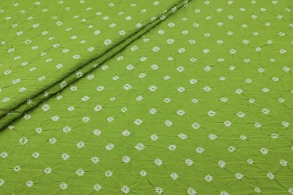 Pre-Cut 1.40m Sage Green Bandhani Tie Dye 100% Pure Soft Cotton Satin Finish Fabric