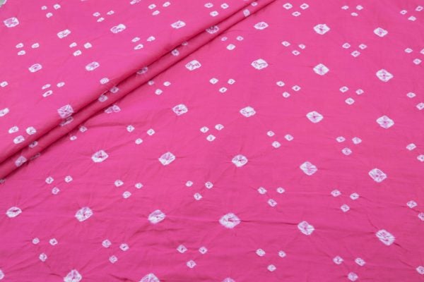 Pre-Cut 0.70m Fuchsia Pink Bandhani Tie Dye 100% Pure Soft Cotton Satin Finish Fabric