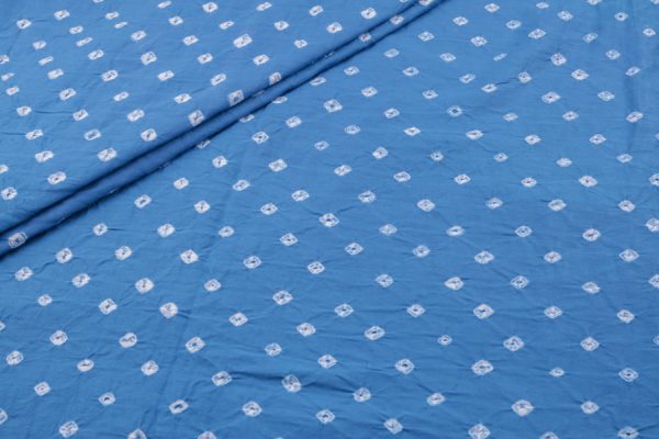 Pre-Cut 0.50m Maya Blue Bandhani Tie Dye 100% Pure Soft Cotton Satin Finish Fabric