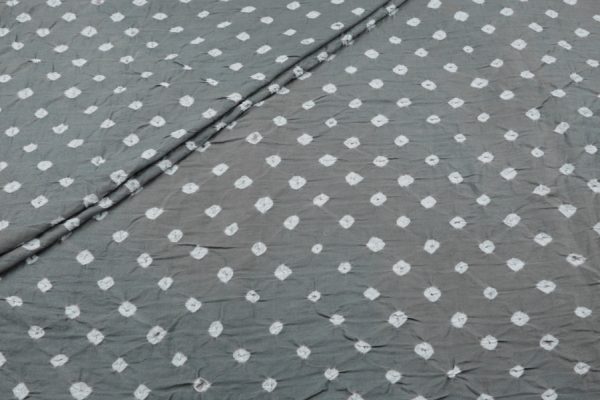Pre-Cut 0.85m Silver Gray Bandhani Tie Dye 100% Pure Soft Cotton Satin Finish Fabric