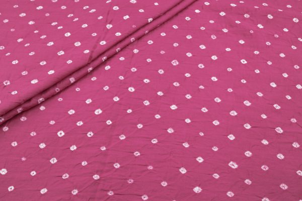 Pre-Cut 0.60m Hot Rose Pink Bandhani Tie Dye 100% Pure Soft Cotton Satin Finish Fabric