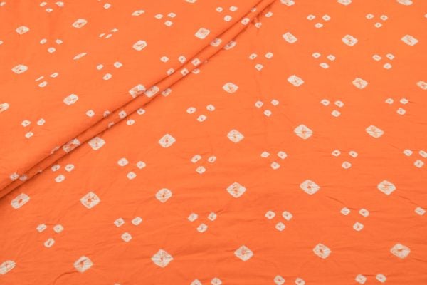 Pre-Cut 1.90m Princeton Orange Bandhani Tie Dye 100% Pure Soft Cotton Satin Finish Fabric