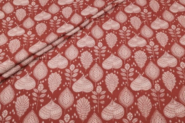 Natural Madder Red Bagru Handblock Printed Cotton Fabric
