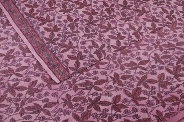 Pre-Cut 2.10m Fuchsia Plum Pink Bagru Handblock Printed Cotton Fabric