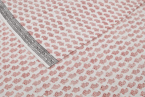 Pre-Cut 1.30m Natural White Bagh HandBlock Printed Cotton Fabric