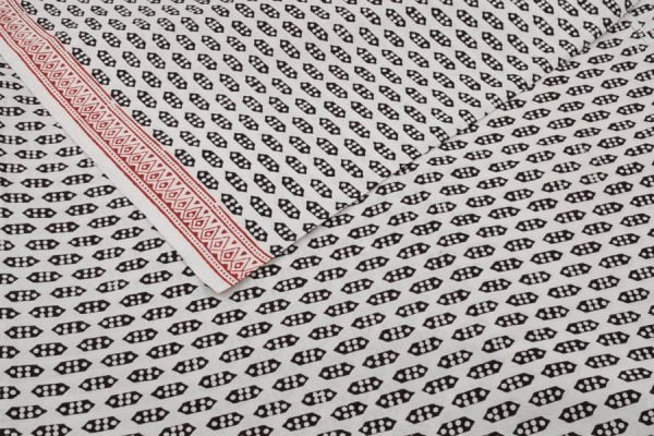 Pre-Cut 2m Natural White Bagh HandBlock Printed Cotton Fabric