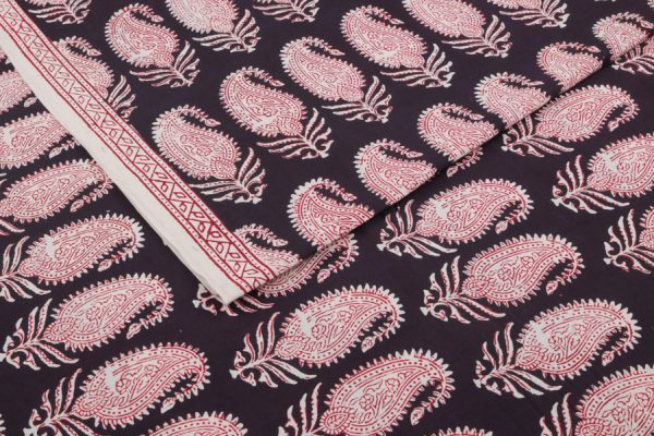 Natural Black Bagh HandBlock Printed Cotton Fabric
