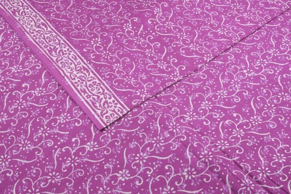 Pre-cut 1.10m Orchid Pink Bagru Handblock Printed Cotton Fabric