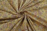 Natural Mustard Yellow Handblock Kalamkaari Printed Cotton Fabric - Image 3
