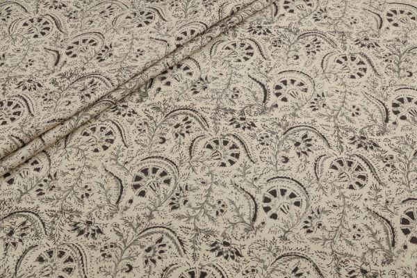 Pre-Cut 1.30M Natural Beige Handblock Kalamkaari Printed Cotton Fabric