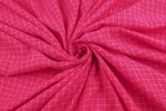 Razmatazz Pink Flowy HandLoom Woven Checkered Pure Soft Cotton Fabric - Image 3