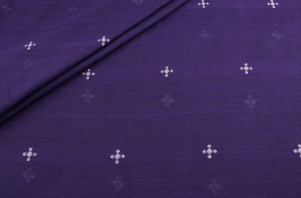 Pre-Cut 2.30m Rebecca Purple Woven Design Flowy HandLoom Pure Soft Cotton Fabric