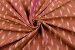 Rosy Copper Brown Mercerised Fine Handloom Ikkat Tie-Dye Pure Soft Cotton Fabric - Image 3