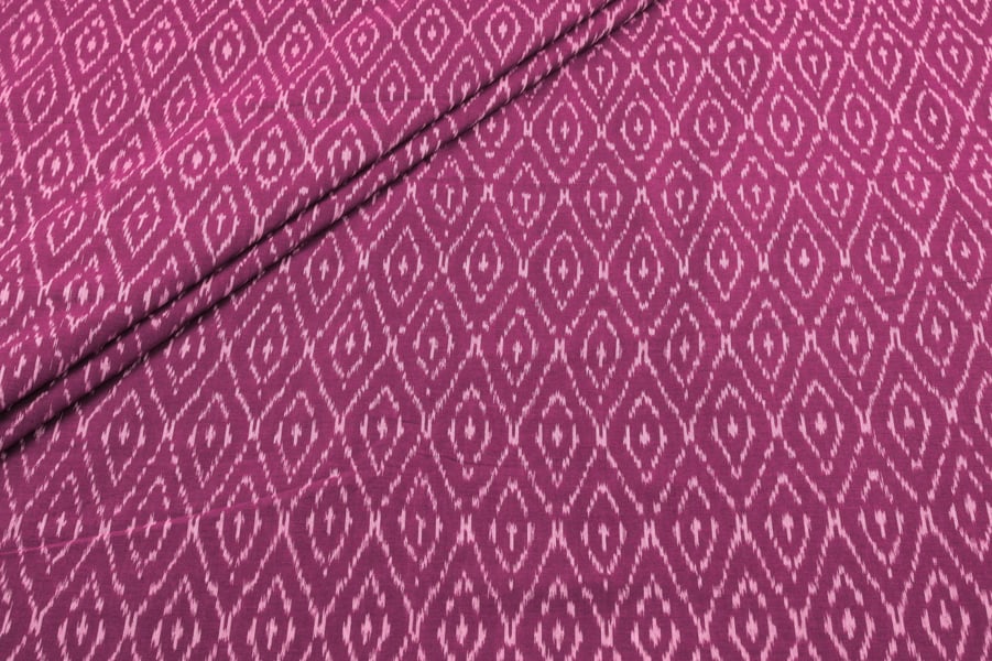 Fuchsia Plum Purple Mercerised Fine Handloom Ikkat Tie-Dye Pure Soft Cotton Fabric Fuchsia Plum Purple Mercerised Fine Handloom Ikkat Tie-Dye Pure Soft Cotton Fabric - Image 1