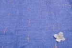 Electric Sapphire Blue Handloom Woven Zari Motif Pure Soft Linen Fabric - Image 2