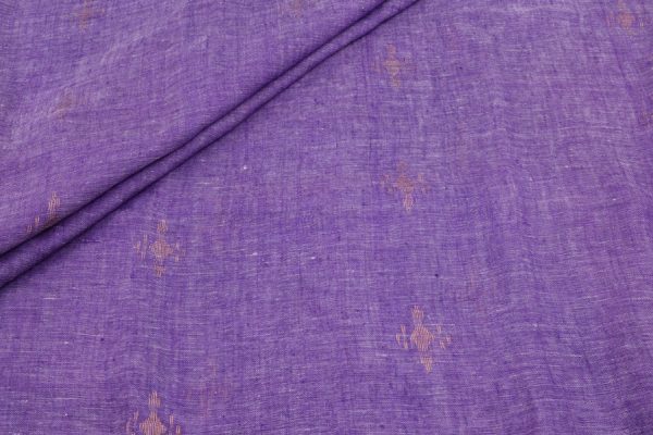 Lavender Purple Handloom Woven Zari Motif Pure Soft Linen Fabric