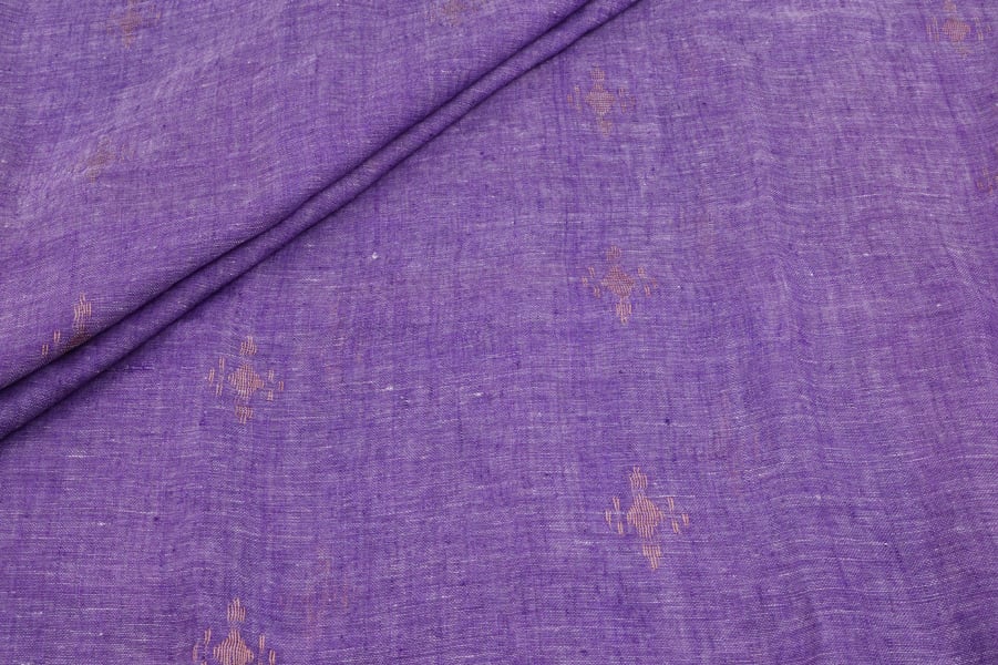 Lavender Purple Handloom Woven Zari Motif Pure Soft Linen Fabric Lavender Purple Handloom Woven Zari Motif Pure Soft Linen Fabric - Image 1