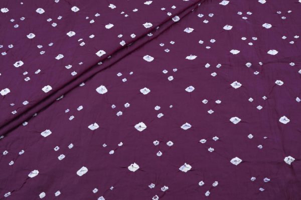 Wine Plum Bandhani Tie Dye 100% Pure Soft Cotton Satin Finish Fabric