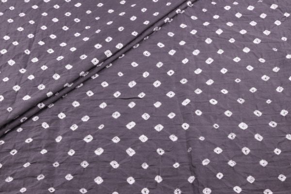 Pre-Cut 1.60m Dusty Mauve Grey Bandhani Tie Dye 100% Pure Soft Cotton Satin Finish Fabric