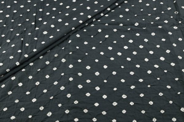 Pre-Cut 1.50m Graphite Grey Bandhani Tie Dye 100% Pure Soft Cotton Satin Finish Fabric