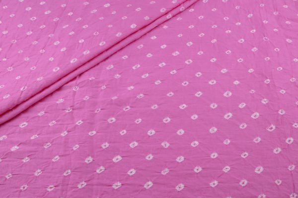 Rose Pink Bandhani Tie Dye 100% Pure Soft Cotton Satin Finish Fabric
