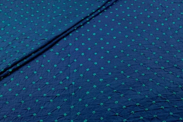 Deep Navy Blue Bandhani Tie Dye 100% Pure Soft Cotton Satin Finish Fabric
