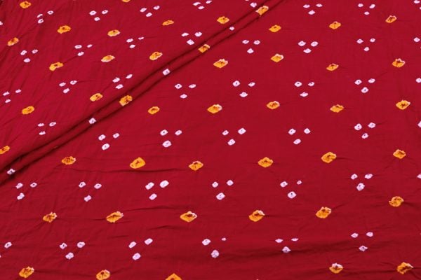 Pre-Cut 1.40m Crimson Red Bandhani Tie Dye 100% Pure Soft Cotton Satin Finish Fabric
