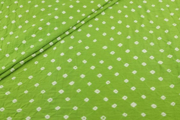 Pre-Cut 1.85m Leaf Green Bandhani Tie Dye 100% Pure Soft Cotton Satin Finish Fabric