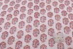 White Floral Handblock Printed 100% Pure Soft Cotton Fabric - Image 2