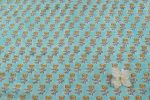 Muted Teal Green Floral Handblock Printed 100% Pure Soft Cotton Fabric - Image 2
