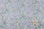 White Floral Handblock Printed 100% Pure Soft Cotton Fabric - Image 2