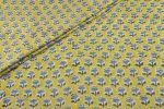 Olive Mustard Floral Handblock Printed 100% Pure Soft Cotton Fabric