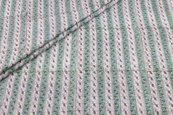 Pre-Cut 2m Dove White Floral Handblock Printed 100% Pure Soft Cotton Fabric