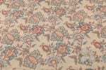 Warm Taupe Beige Floral Handblock Printed 100% Pure Soft Cotton Fabric - Image 2